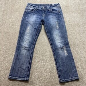 Miss Me Distressed Dark Blue Cropped Jeans